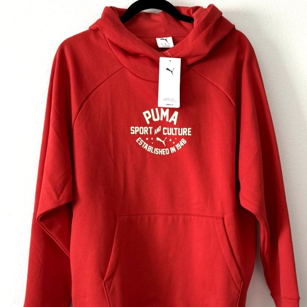 PUMA Essentials Men's Red Logo Hoodie Size Large NWT Y2K